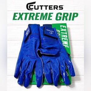Cutters Extreme Grip Rev Pro 5.0 Football Gloves Blue Men's Size XL C Track Grip